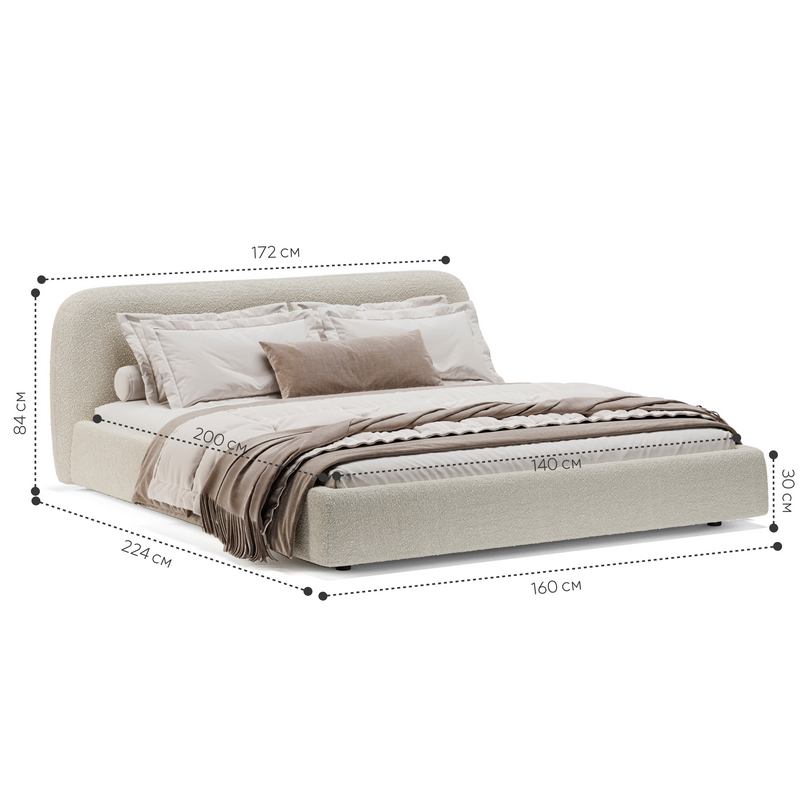 Кровать Лагом букле buckle white 1.4x2.0