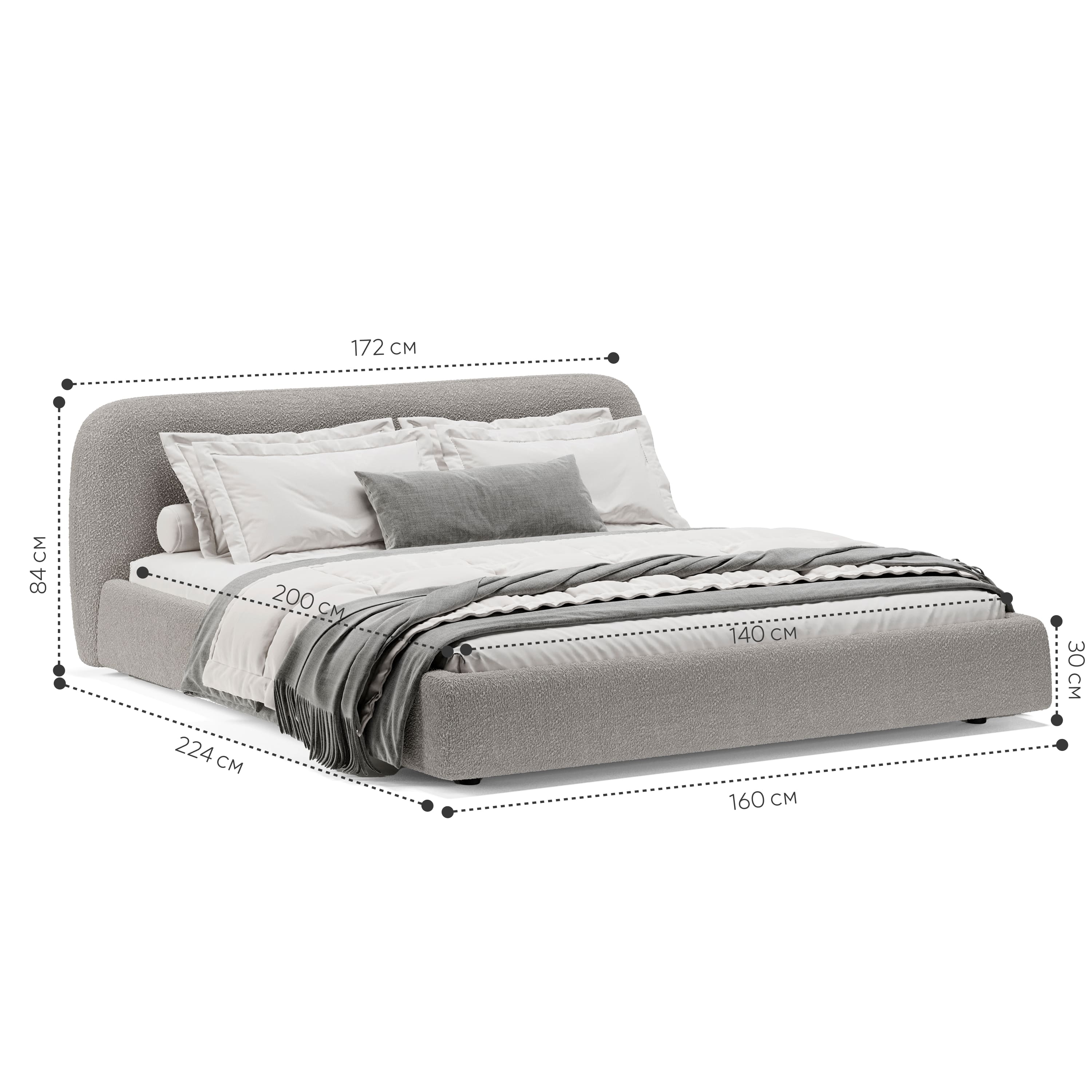 Кровать Лагом букле buckle latte 1.4х2.0