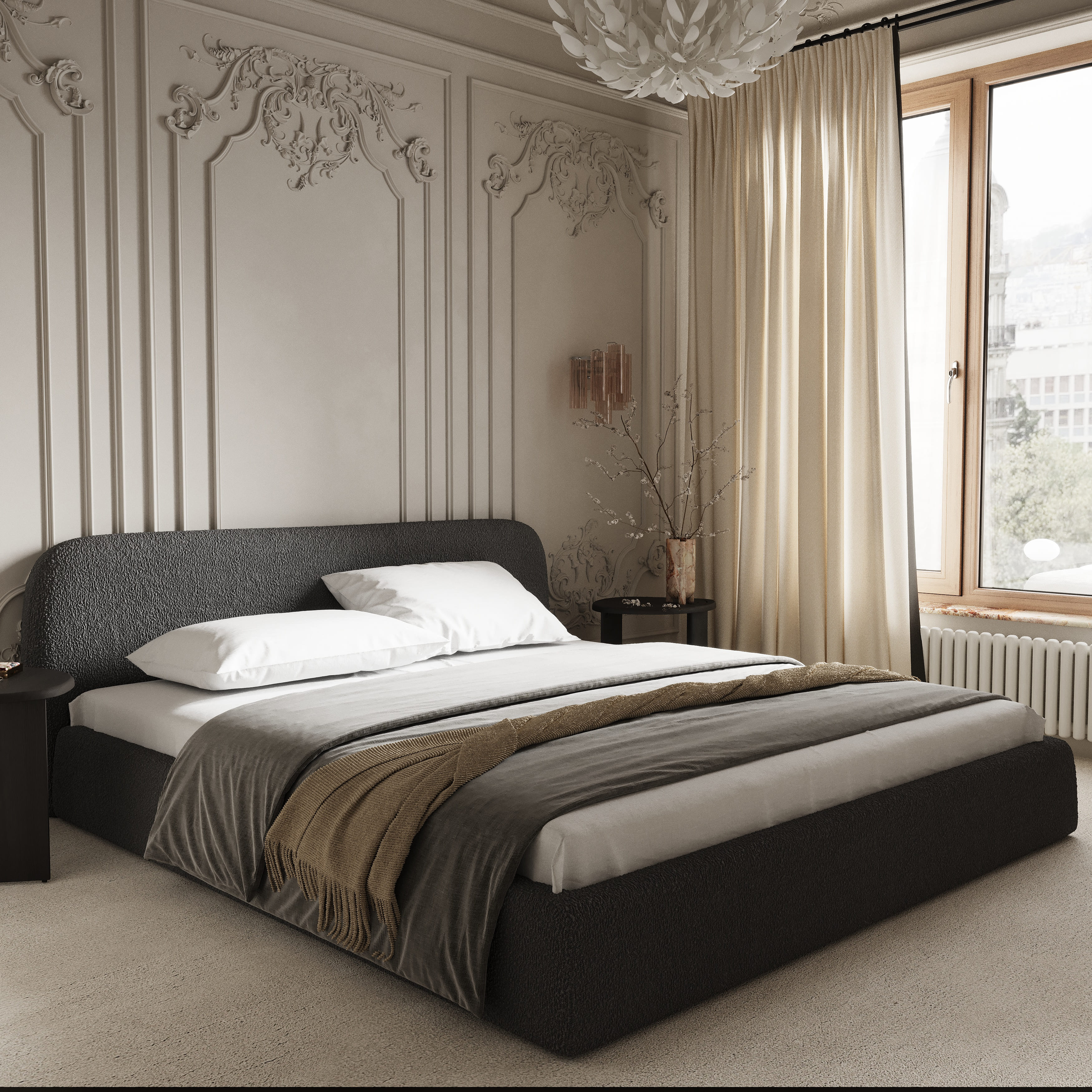 Кровать Лагом букле buckle dark grey 1.2х2.0