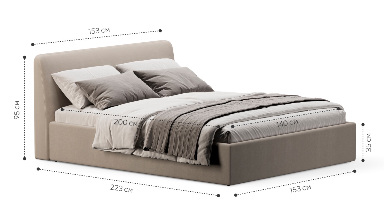 Кровать Симпл 140х200 велюр velutto soft 113